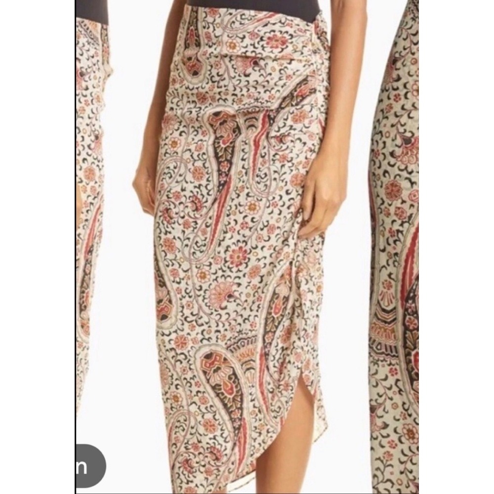 Veronica Beard Herst Skirt 18 Oat Multi Silk Paisley Asymmetrical Midi New